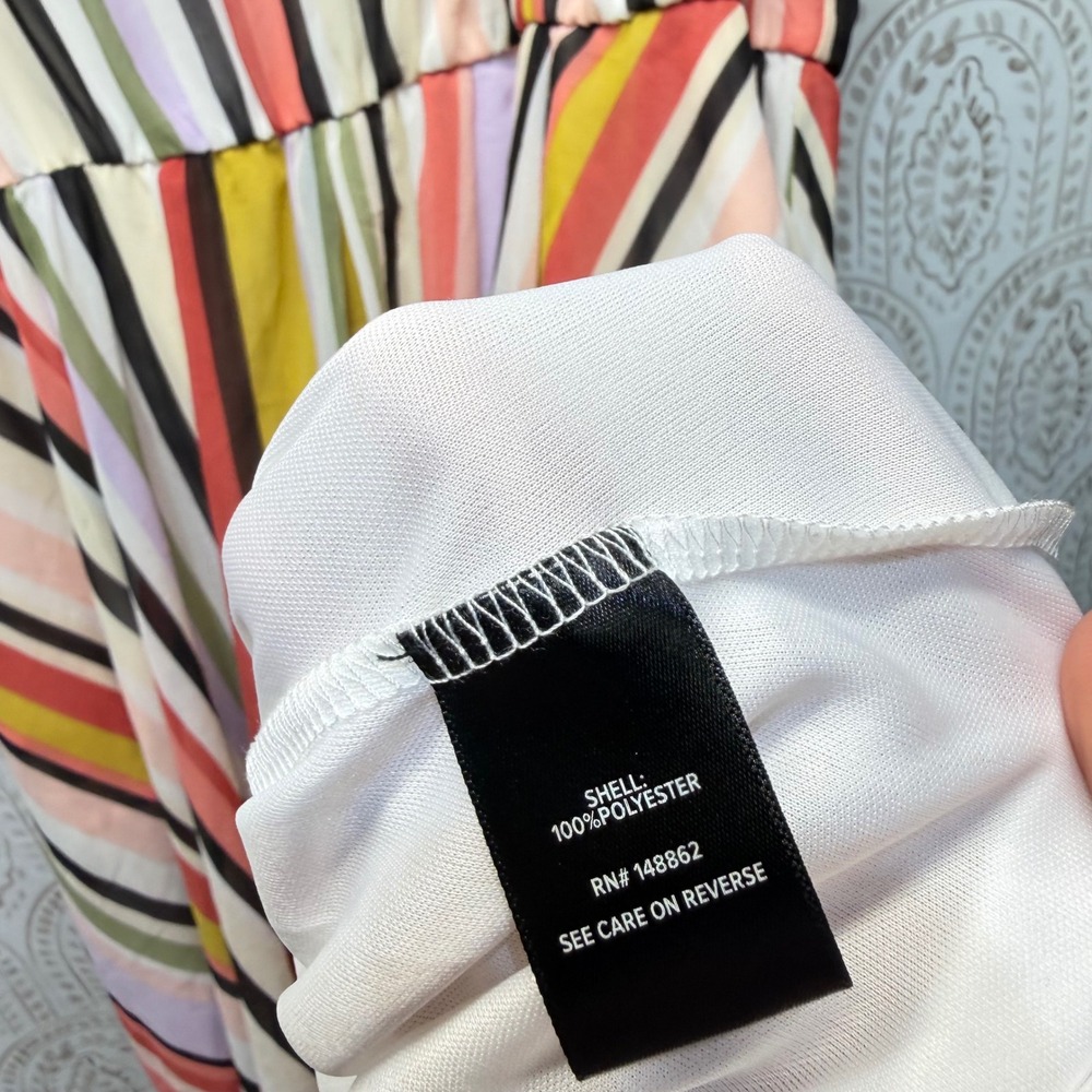 Torrid Chiffon Midi Dress Womens 2 2X Multicolor Stripe Pleated Sleeveless New - Picture 4 of 7